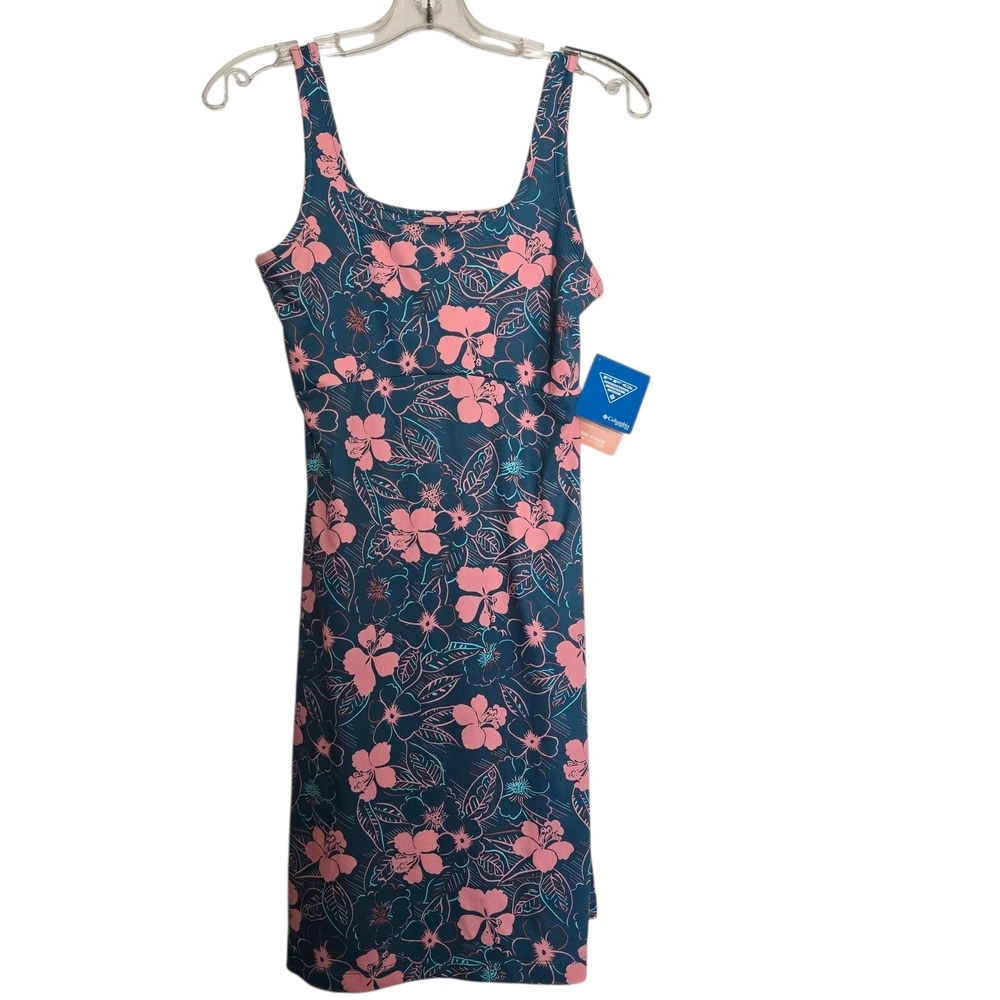 NWT Columbia Sportswear Hibiscus Floral Mini Dress in Coral and Teal
